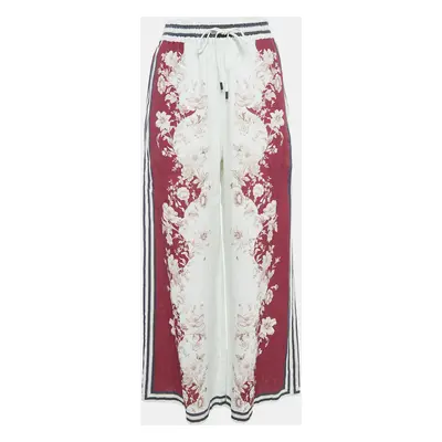 Alemais Blue Floral Print Linen Wide-leg Pants