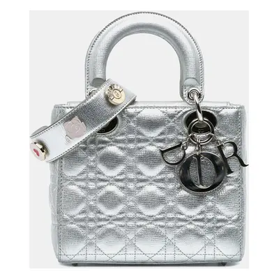 Dior Silver Small Metallic Grained Calfskin Cannage My ABCDior Lady Dior