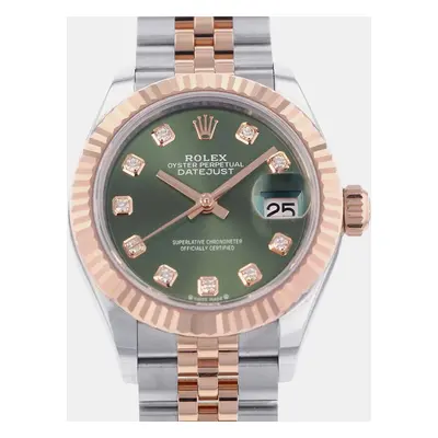 Rolex Green Steel 18K Rose Gold Lady Datejust Automatic Women's Wristwatch mm