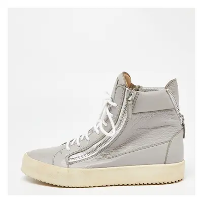 Giuseppe Zanotti Grey Leather High Top Sneakers Size