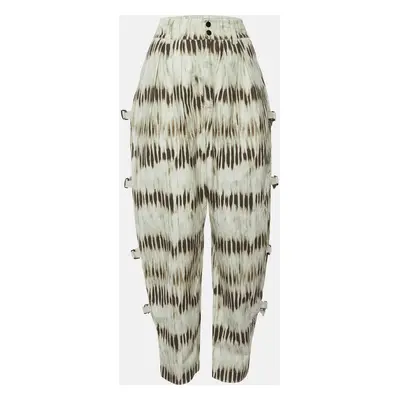 Isabel Marant Beige Tie-Dye Print Cotton Buckle Detail Pants