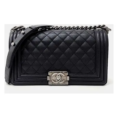 Chanel Black Leather Boy Medium Bag