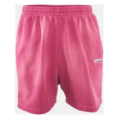 Balenciaga Pink Logo Embroidered Cotton Knit Unisex Shorts