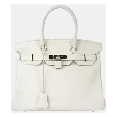 Hermes White Togo Birkin Handbag