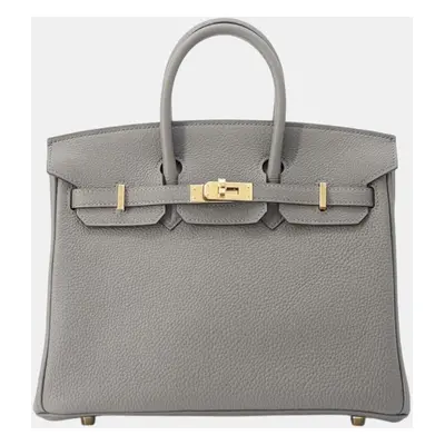 Hermes Gris Meyer Togo Leather Birkin Tote Bag