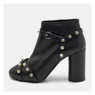 Balenciaga Black Leather Studded Zip Ankle Boots Size