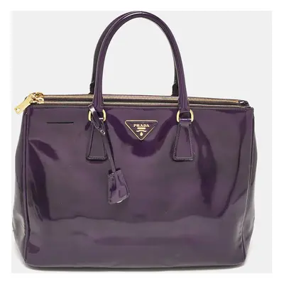 Prada Purple Patent Leather Double Zip Galleria Tote