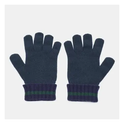 Gucci Navy Blue/Green GG Cashmere Knit Gloves