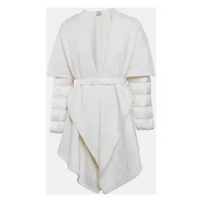 Moncler Off-White Wool Blend Belted Wrap Coat