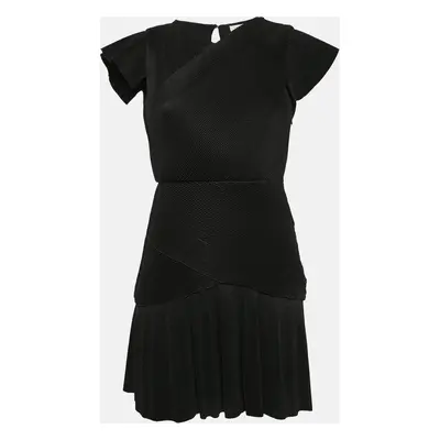 Sandro Black Crepe Pleated Odette Mini Dress