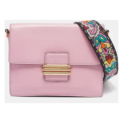 Etro Pink Leather Fold-Over Shoulder Bag