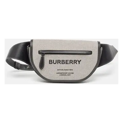 Burberry Black/White Canvas and Leather Small Olympia Bumbag