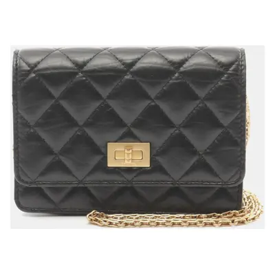 Chanel Leather Black 2.55 Matelasse Shoulder Bag