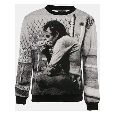 Dolce & Gabbana Grey James Dean Print Cotton Applique Detail Sweatshirt