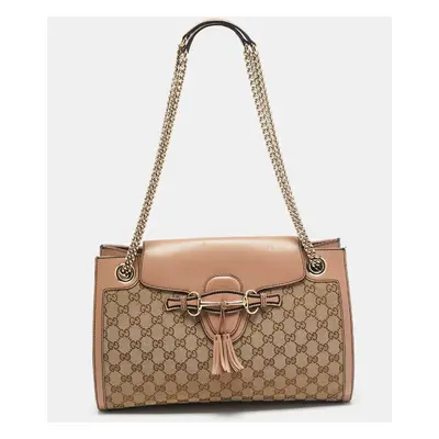 Gucci Old Rose/Beige GG Canvas Emily Chain Shoulder Bag