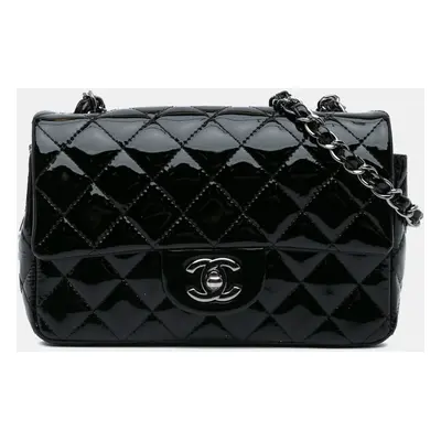 Chanel Black Mini Rectangular Classic Patent Single Flap