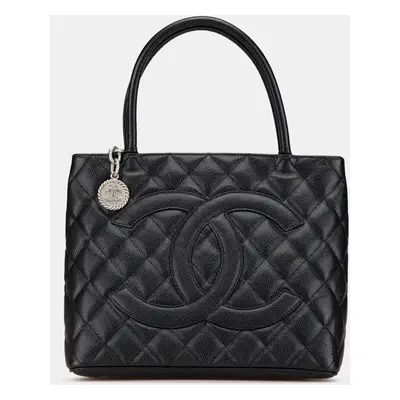 Chanel Black Caviar Medallion Tote Bag