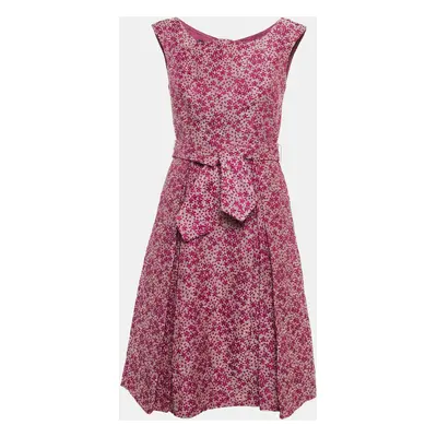 CH Carolina Herrera Pink Floral Jacquard Sleeveless Short Dress