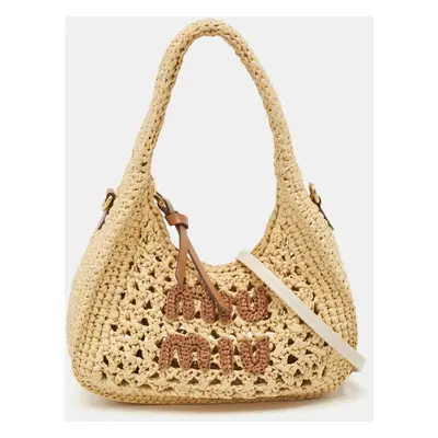 Miu Miu Natural Raffia Effect Wander Hobo