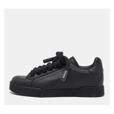 Dolce & Gabbana Black Leather Low Top Sneakers Size