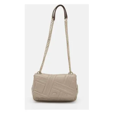 Dkny Beige Quilted Leather Allen Flap Shoulder Bag