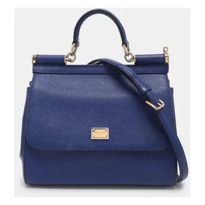 Dolce & Gabbana Blue Leather Miss Sicily Top Handle Bag