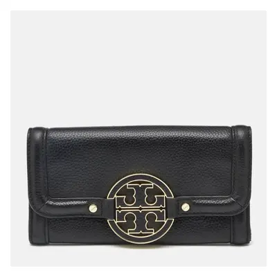 Tory Burch Black Leather Amanda Flap Continental Wallet