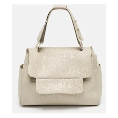 Furla Light Beige Leather Medium Capriccio Top Handle Bag