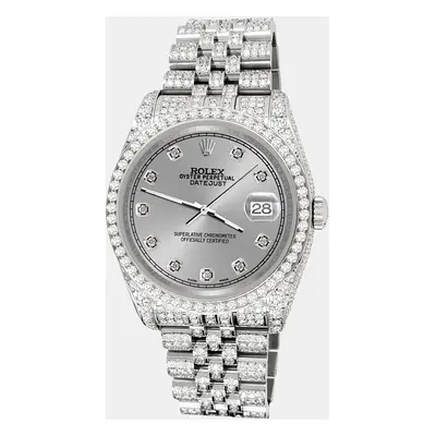 Rolex datejust pave 10.2ct iced diamond gray track jubilee Wristwatch