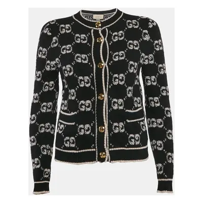 Gucci Black GG Bouclé Jacquard Knit Button Front Cardigan