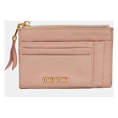 Miu Miu Pink Leather Zip Card Holder