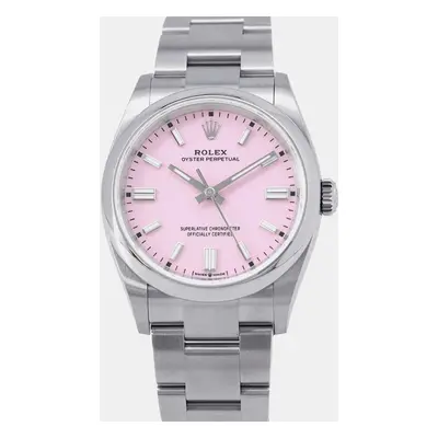 Rolex Pink Stainless Steel Oyster Perpetual Automatic Men's Wristwatch mm