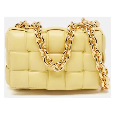 Bottega Veneta Yellow Padded Leather Chain Cassette Shoulder Bag