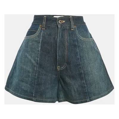 Miu Miu Upcycled Blue Washed Denim High-Rise Shorts Waist 25"