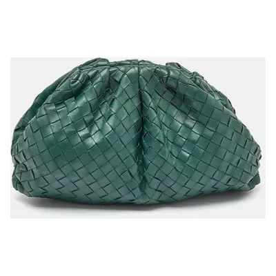 Bottega Veneta Dark Green Intrecciato Leather Pouch Clutch