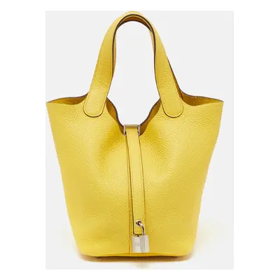 Hermes Jaune de Naples Taurillon Clemence Leather Picotin Lock Bag