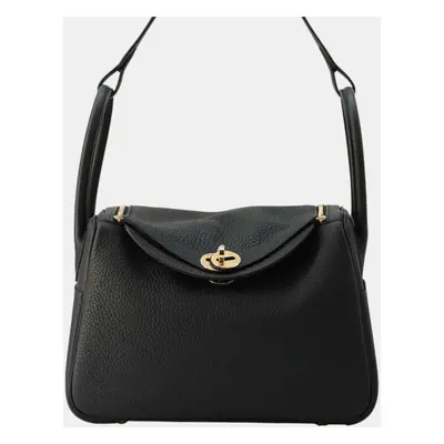 Hermes Black Taurillon Clemence Leather Lindy Shoulder Bag