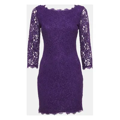 Diane Von Furstenberg Purple Lace Mini Zarita Dress