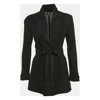 Etro Black Wool Blend Front Tie Detail Jacket