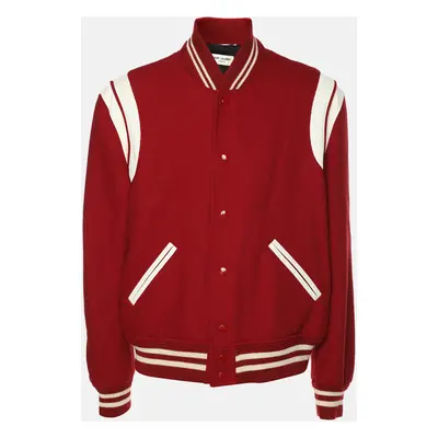 Saint Laurent Red Virgin Wool Bomber Jacket