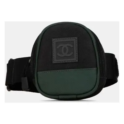 Chanel Green Black Canvas Sport Line Coco Mark Arm Pouch