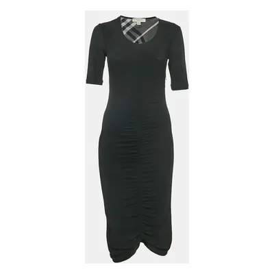 Burberry Black Jersey Ruched Bodycon Dress