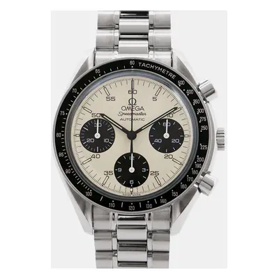 Omega White Stainless Steel Speedmaster 3510.21 Automatic Men's Wristwatch