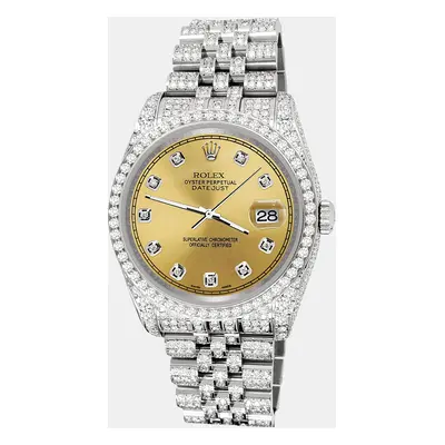 Rolex datejust pave 10.2ct iced diamond champagne track jubilee Wristwatch