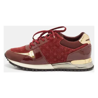 Louis Vuitton Burgundy Monogram Suede, Patent and Leather Run Away Lace Up Sneakers Size 37.5