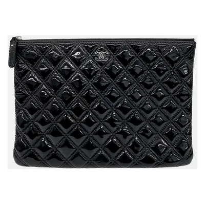 Chanel Black Patent Leather Patent Medium Clutch