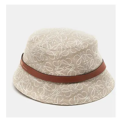 Loewe Beige Anagram Cotton Canvas Leather Trim Bucket Hat