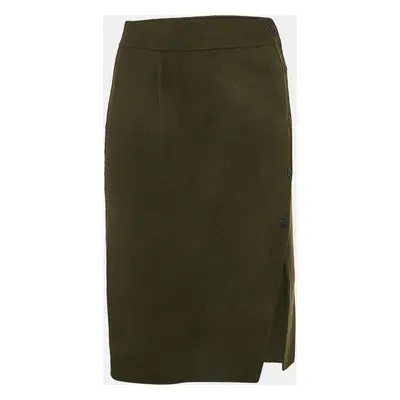 Sandro Green Wool Felt Button Detail Pencil Skirt