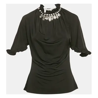 Paco Rabanne Black Jersey Crystal Embellished Top