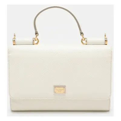 Dolce & Gabbana White Leather Miss Sicily Von Wallet On Chain